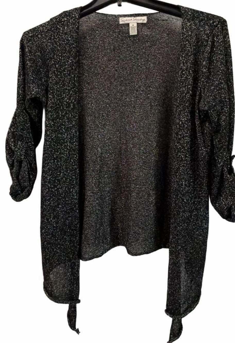 French Laundry Black Sparkle Open Knit Cardigan